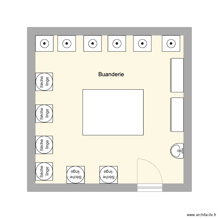 buanderie. Plan de 1 pièce et 23 m2