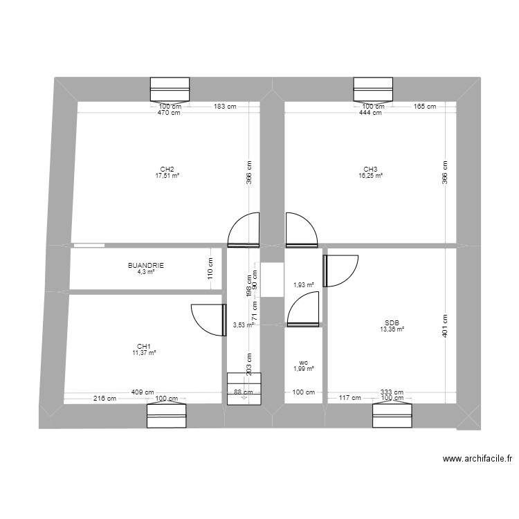 marie. Plan de 8 pièces et 70 m2