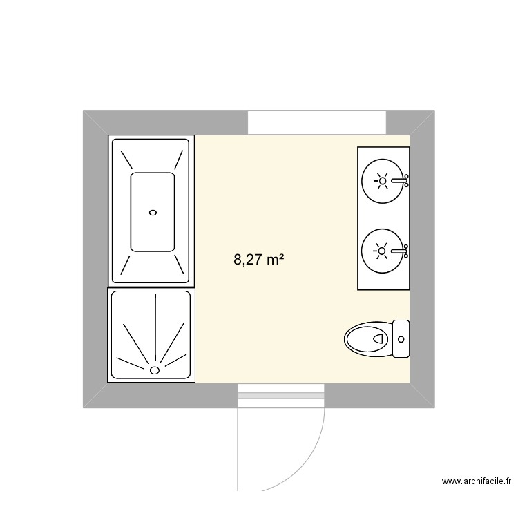 Plan B. Plan de 1 pièce et 8 m2