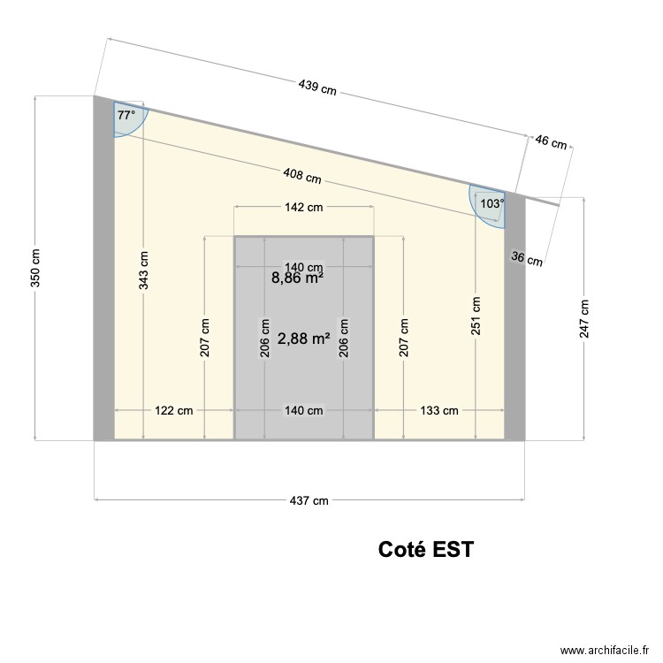 coupe labo chocolat. Plan de 2 pièces et 12 m2