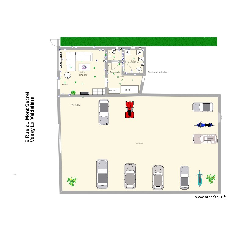 Entrée et salon, parking Vassy. Plan de 0 pièce et 0 m2