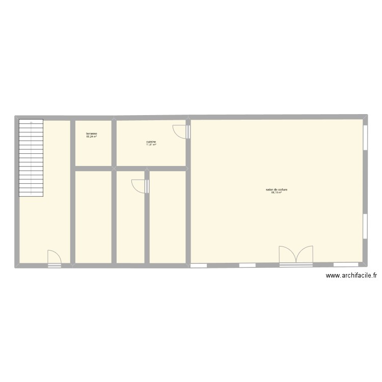 rez geminne. Plan de 3 pièces et 166 m2