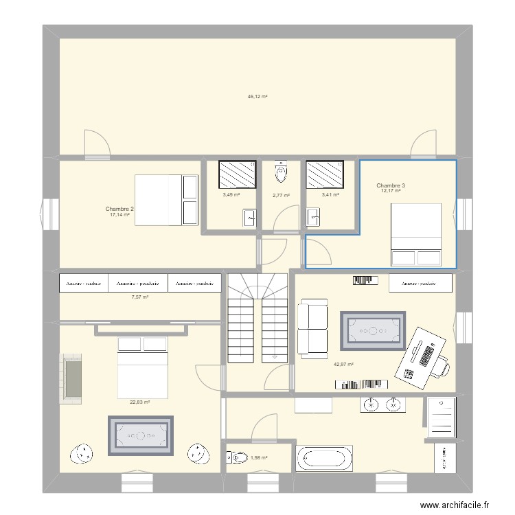 Projet maison MIMI. Plan de 11 pièces et 161 m2