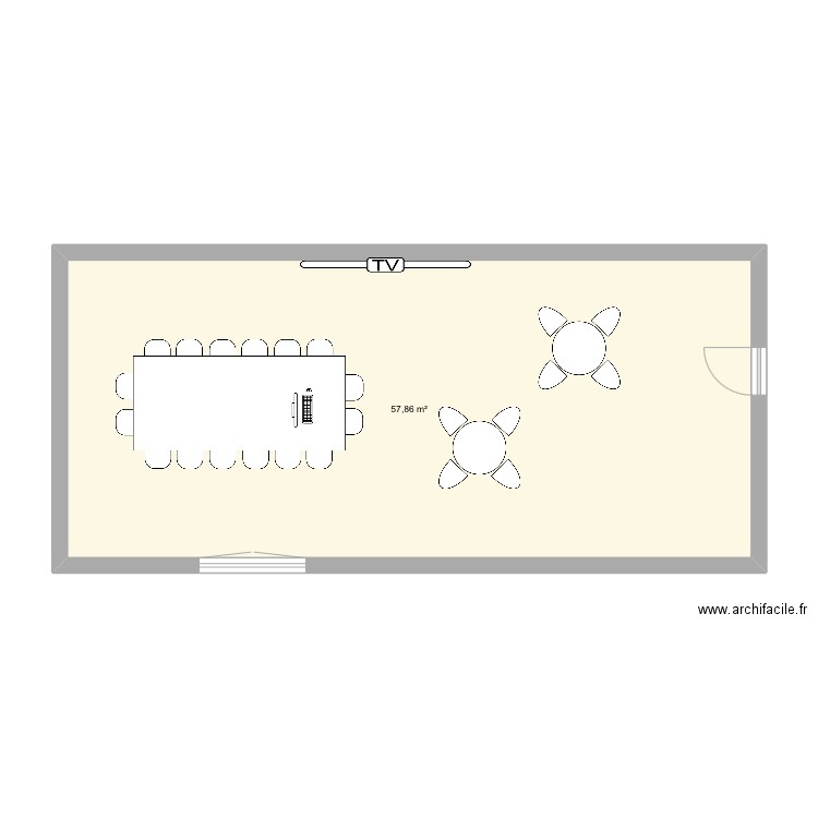 coworking. Plan de 1 pièce et 58 m2