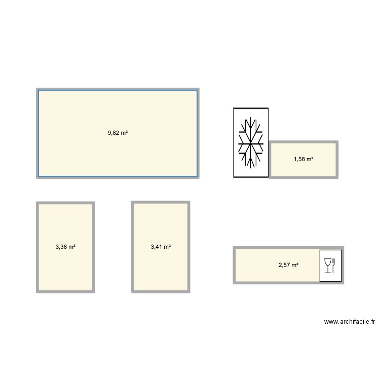 plan cuisine. Plan de 5 pièces et 21 m2