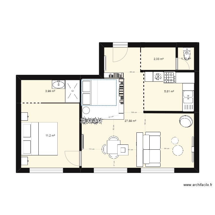 module 1 Cas d'étude 1. Plan de 6 pièces et 52 m2