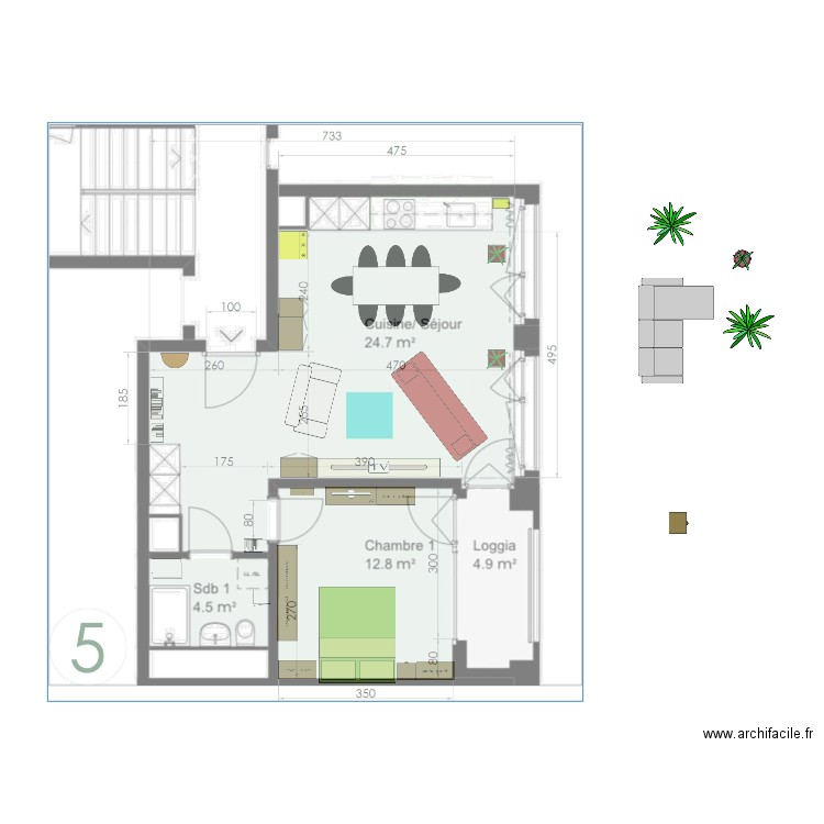 appartement T5. Plan de 0 pièce et 0 m2