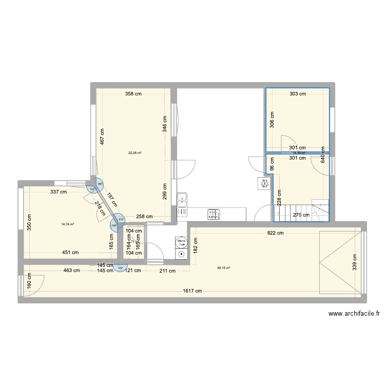 Maison. Plan de 5 pièces et 97 m2