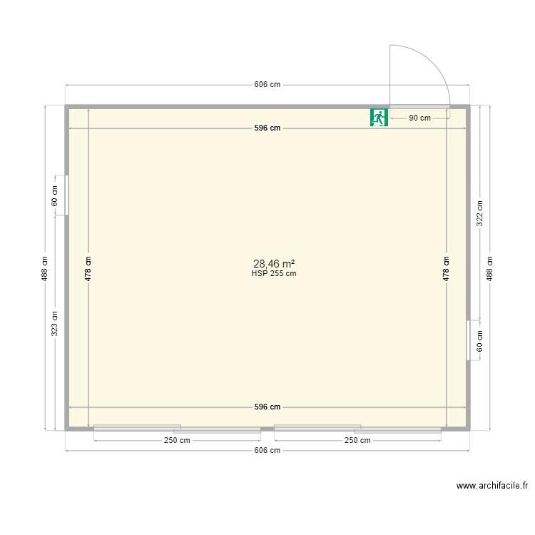 Espace VIP 30m². Plan de 1 pièce et 28 m2