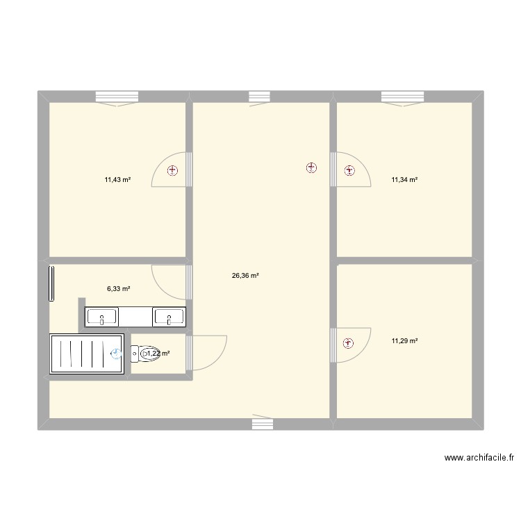 Espérance LB. Plan de 6 pièces et 68 m2