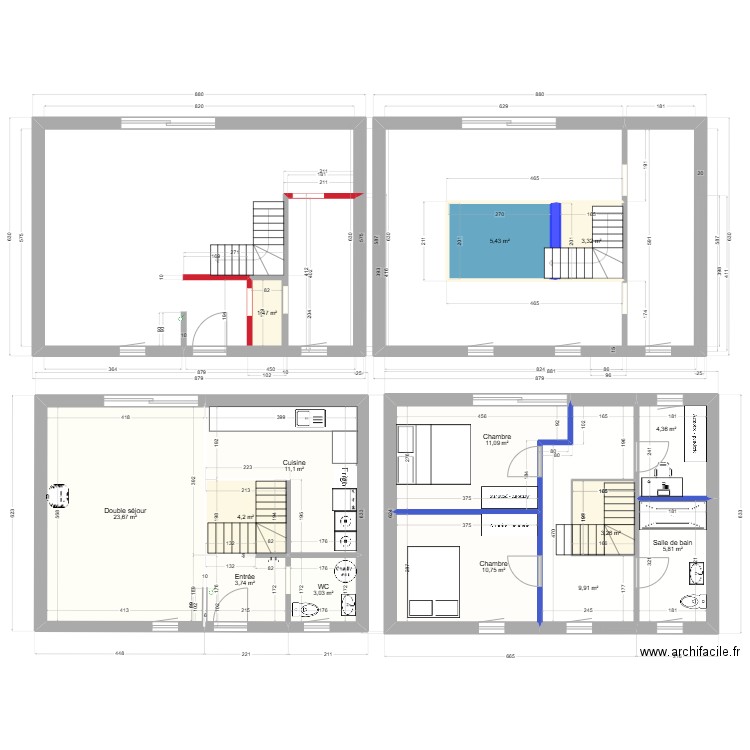 2 A. Plan de 14 pièces et 101 m2