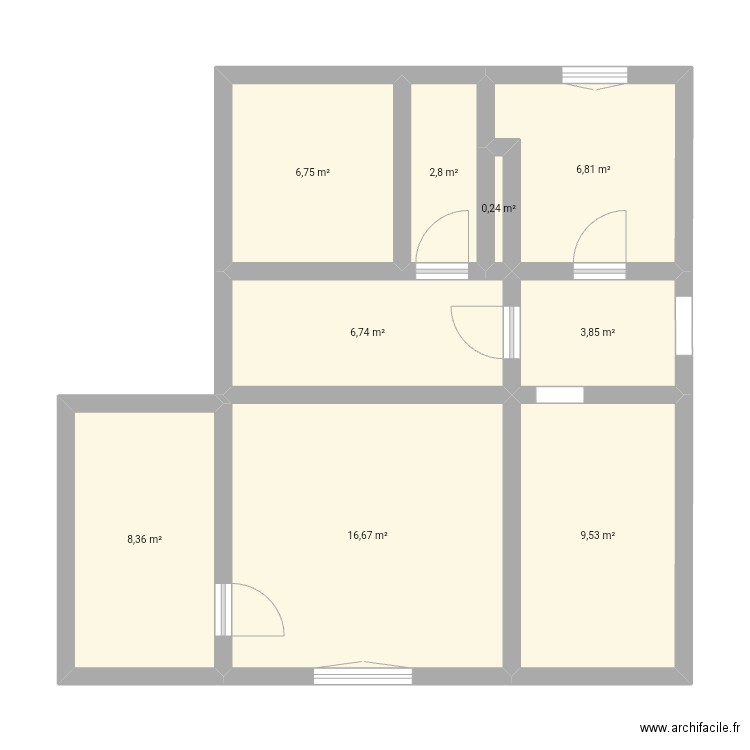 Paraclet. Plan de 9 pièces et 62 m2