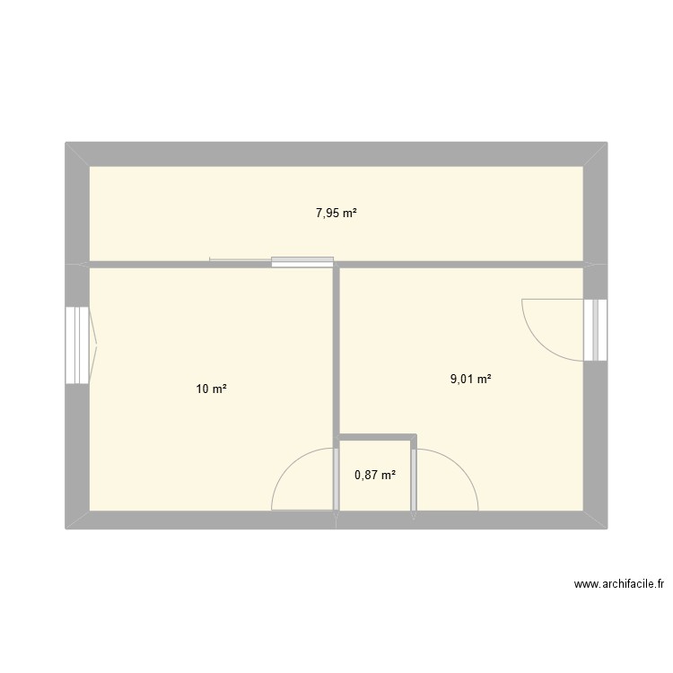 extension. Plan de 4 pièces et 28 m2