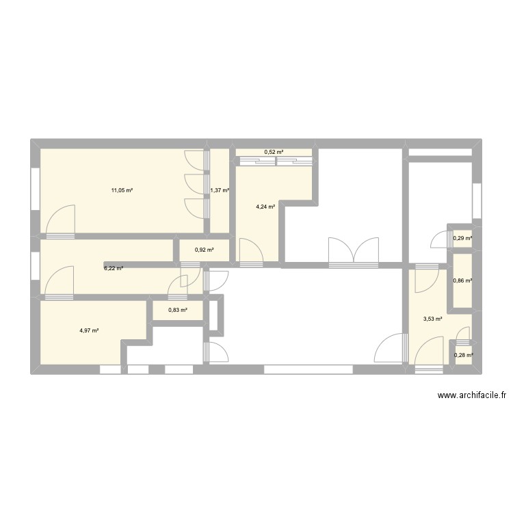 sous sol 1350. Plan de 12 pièces et 35 m2