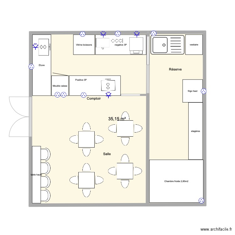 Plan Cellule. Plan de 1 pièce et 35 m2