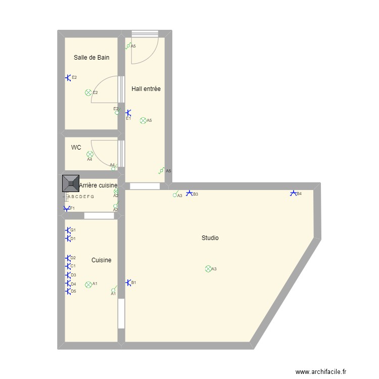 Annick2. Plan de 6 pièces et 42 m2