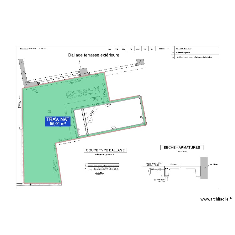 TERRASSE. Plan de 1 pièce et 55 m2