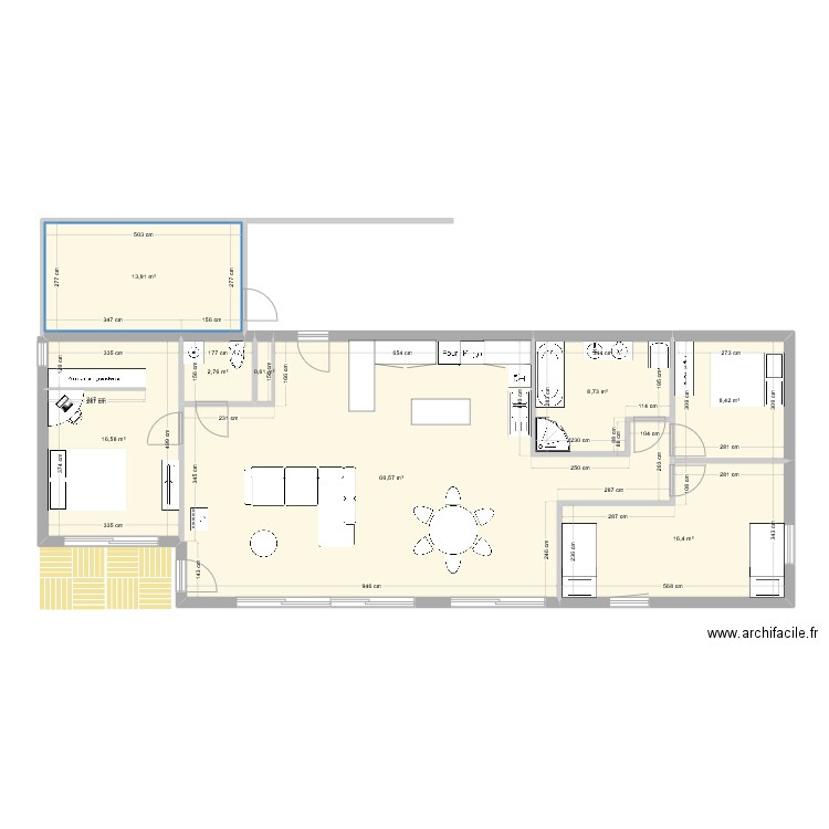 MAISON PLEBOULLE. Plan de 8 pièces et 128 m2