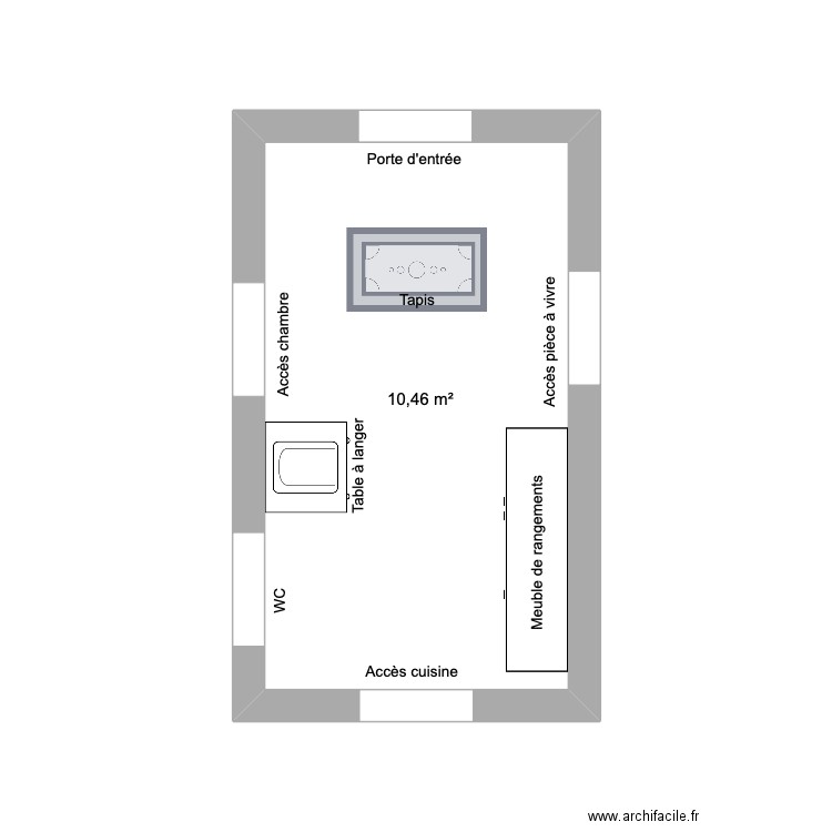 hall d'entrée okk. Plan de 1 pièce et 10 m2