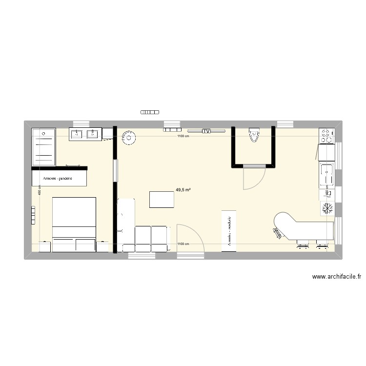 Dependance_4. Plan de 1 pièce et 50 m2