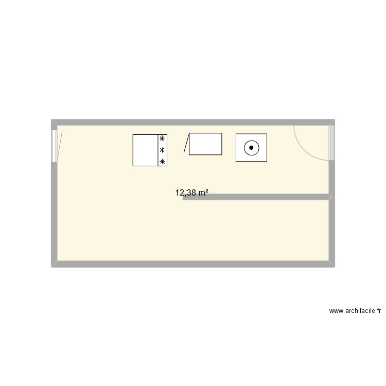 SALON n1. Plan de 1 pièce et 12 m2