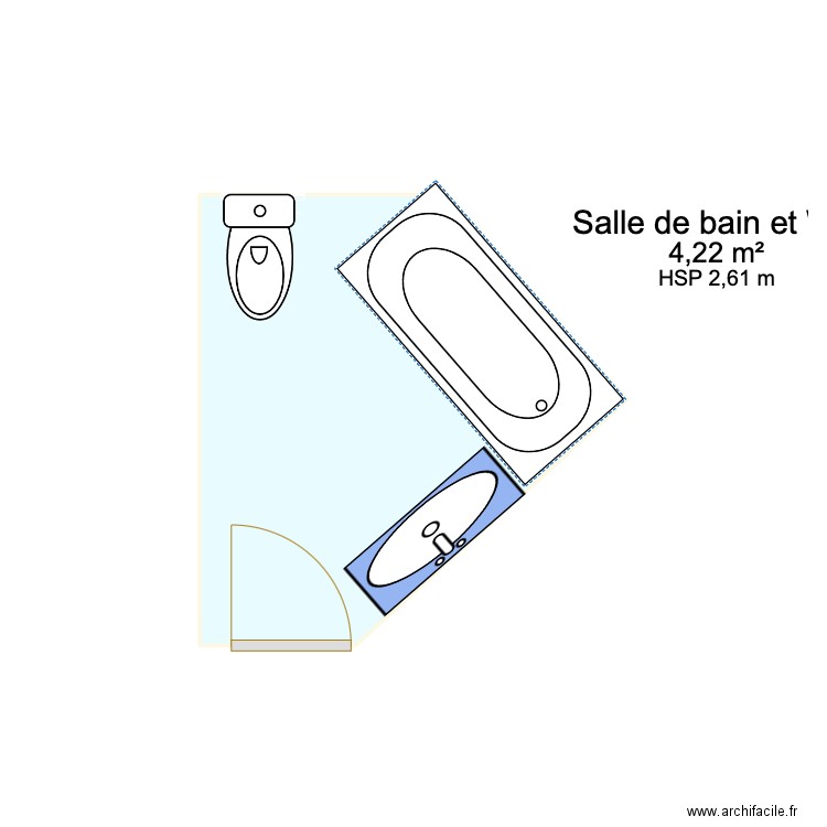 Salle de bain RDC. Plan de 1 pièce et 4 m2