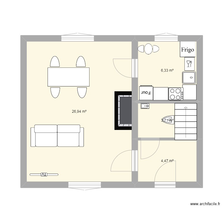 rez_de_chaussee. Plan de 4 pièces et 41 m2