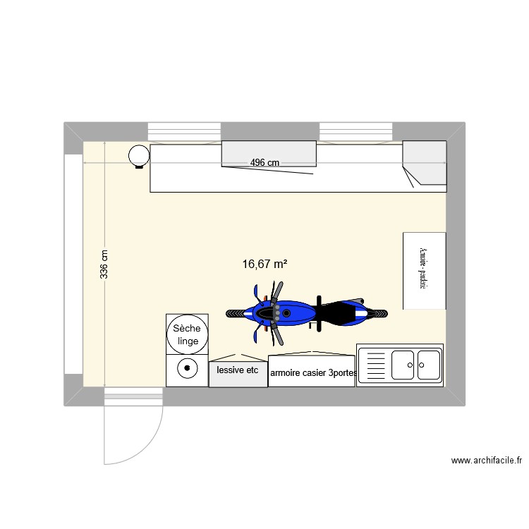 garage. Plan de 1 pièce et 17 m2