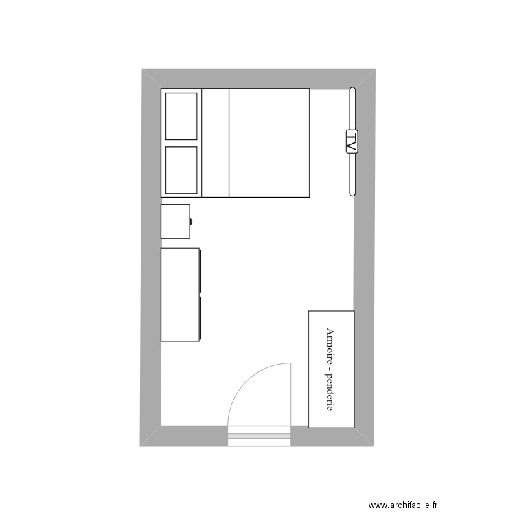 plan chambre. Plan de 1 pièce et 10 m2