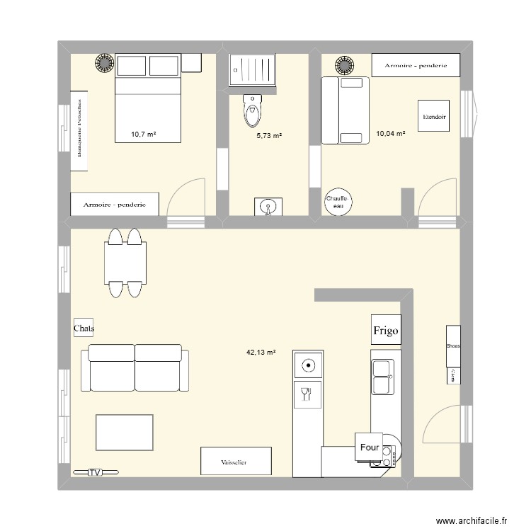 CABRIS. Plan de 4 pièces et 69 m2