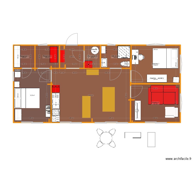 Maison campo 21. Plan de 9 pièces et 68 m2