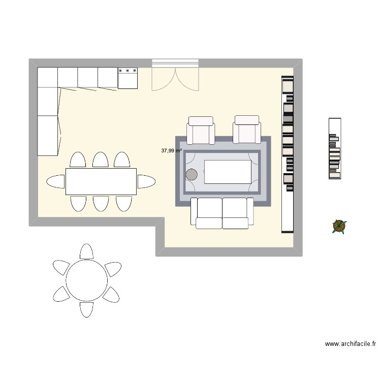 plan2. Plan de 1 pièce et 38 m2