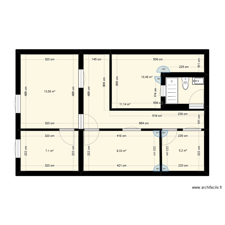 1234. Plan de 7 pièces et 59 m2