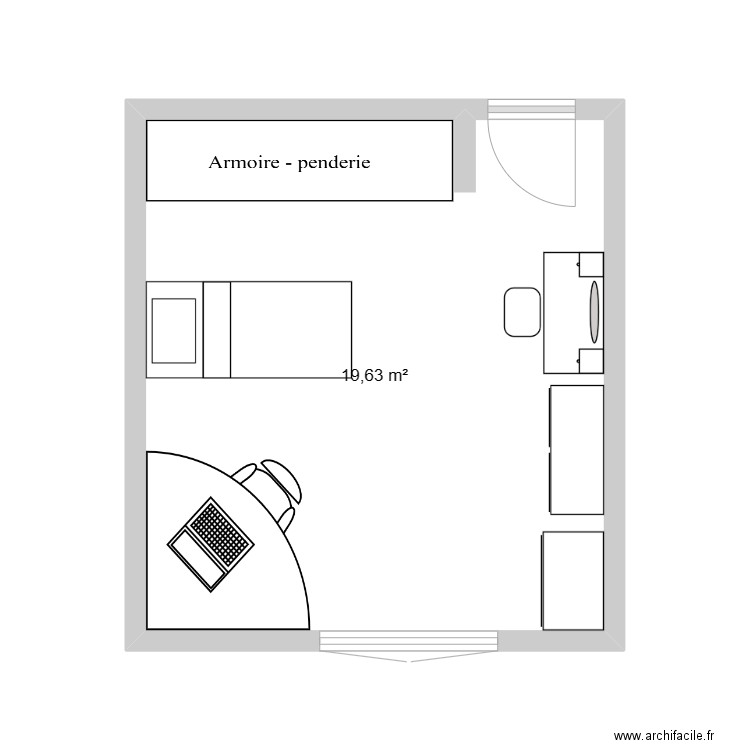 chambre moi. Plan de 1 pièce et 20 m2