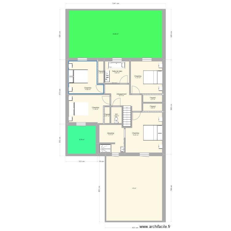 terrain stro ESSAI 1er etage. Plan de 15 pièces et 176 m2