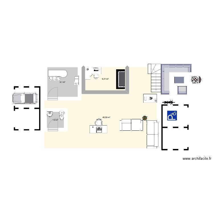 art. Plan de 4 pièces et 58 m2