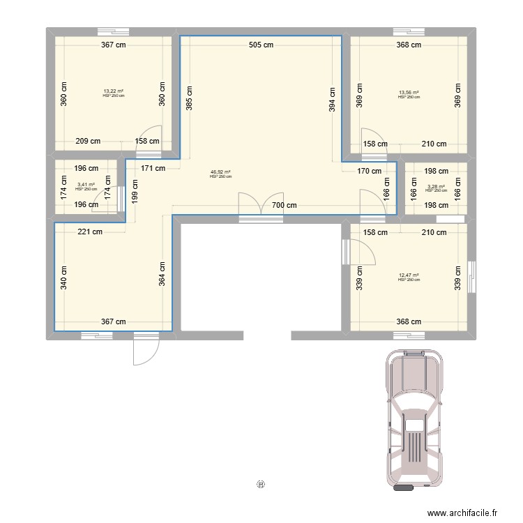 JAO. Plan de 6 pièces et 93 m2