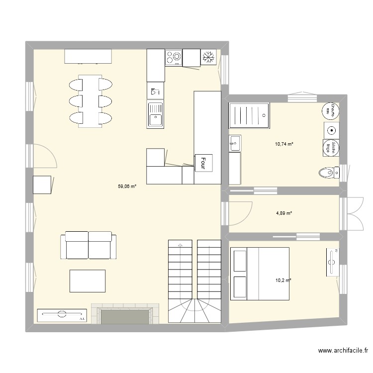 LOC ASTRID. Plan de 4 pièces et 85 m2