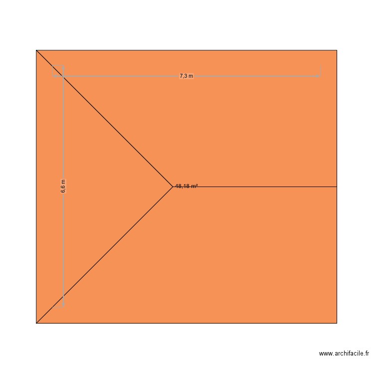 garage. Plan de 1 pièce et 48 m2