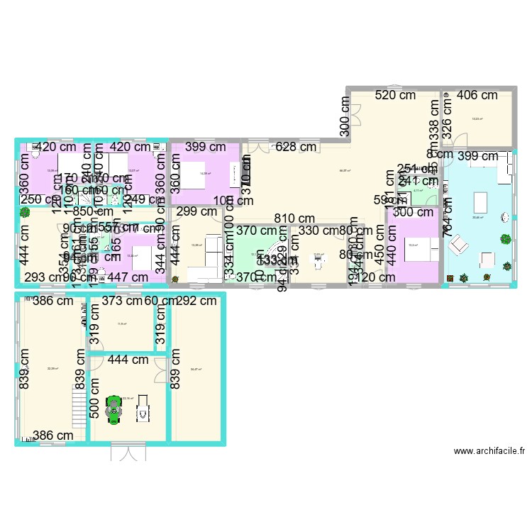 Angos2. Plan de 25 pièces et 556 m2