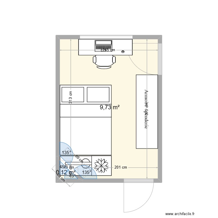 coco3. Plan de 2 pièces et 10 m2