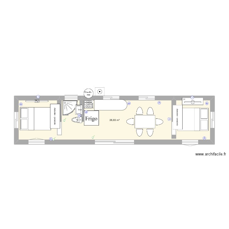 le reve de francoise. Plan de 1 pièce et 27 m2