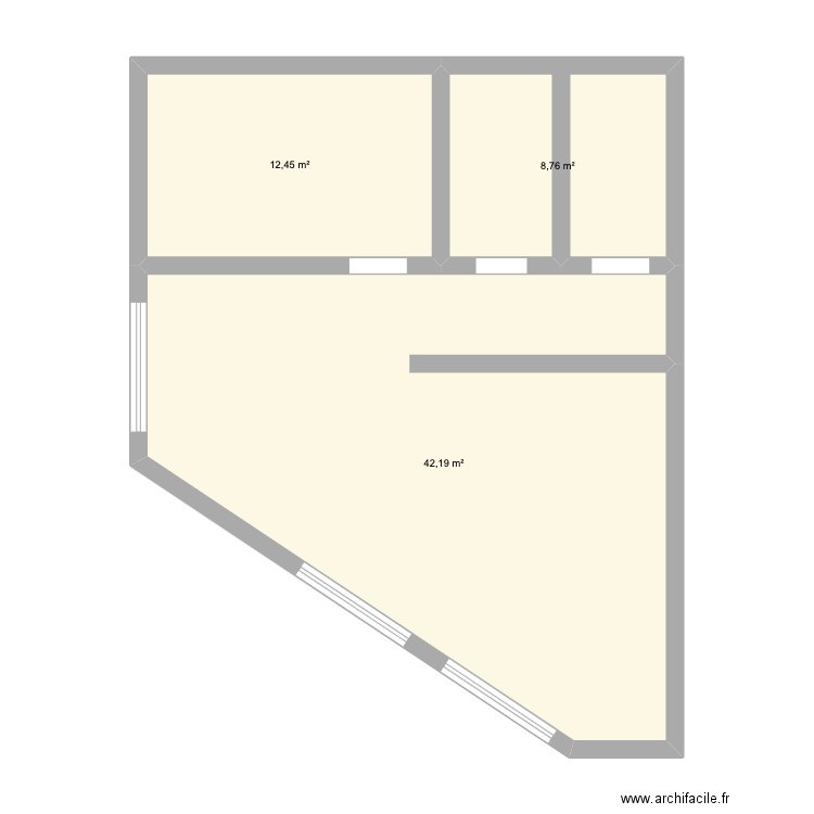 boutique. Plan de 3 pièces et 63 m2