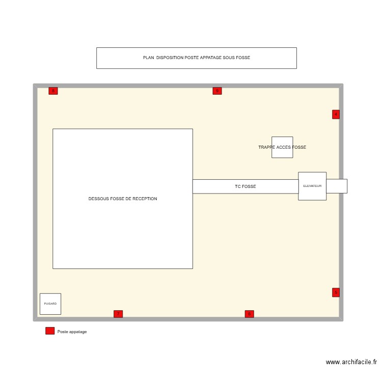 DESSOUS FOSSE DE RECEPTION. Plan de 1 pièce et 57 m2