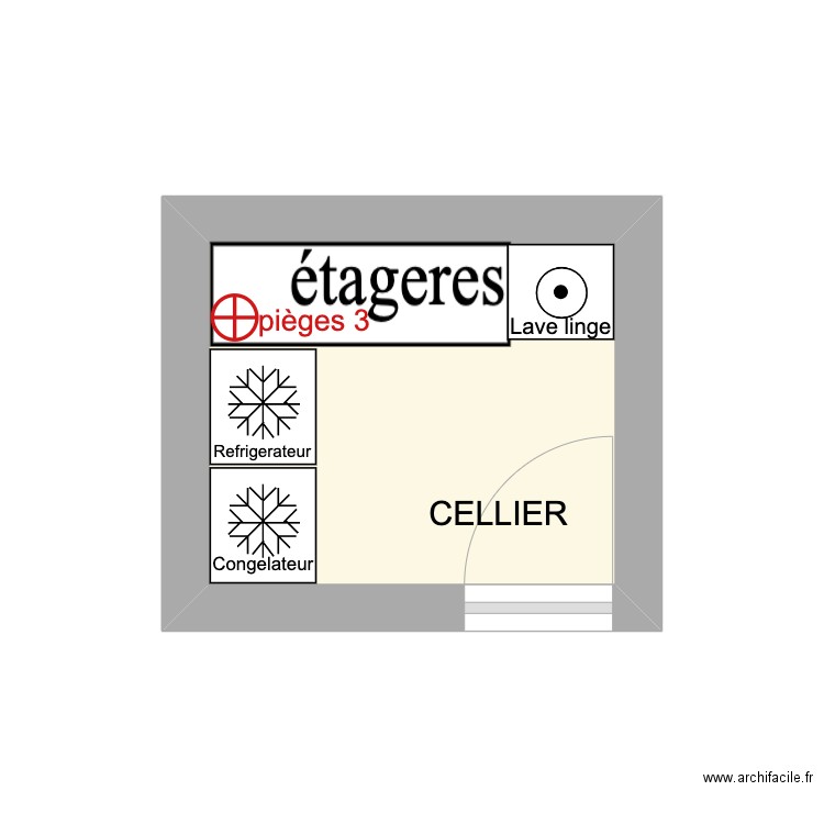 CELLIER. Plan de 1 pièce et 4 m2