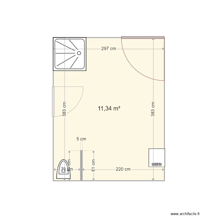 SOUS SOL. Plan de 1 pièce et 11 m2