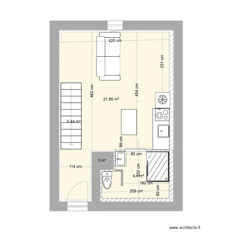 chavanne 3. Plan de 13 pièces et 37 m2