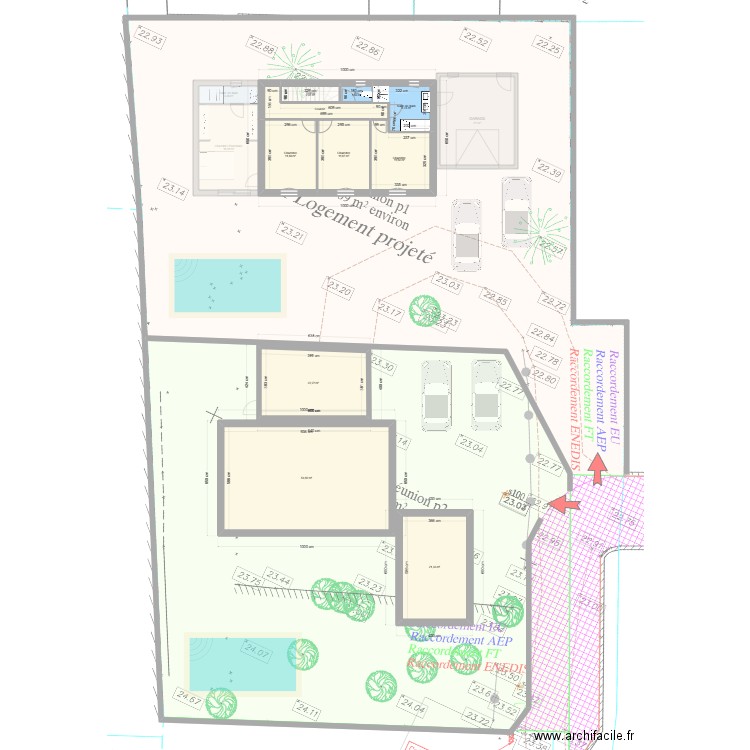 Plan DP christopher. Plan de 20 pièces et 345 m2