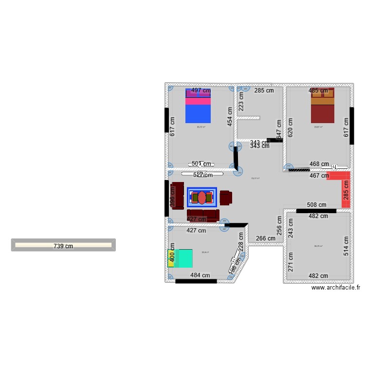 construction plan. Plan de 6 pièces et 184 m2