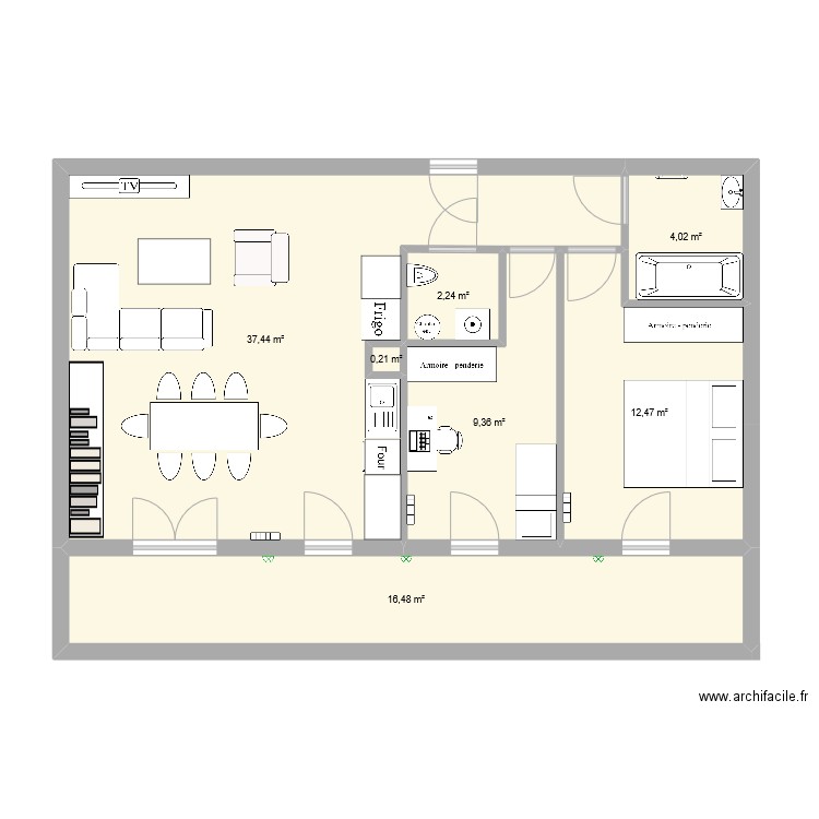 ASNIERES. Plan de 7 pièces et 82 m2